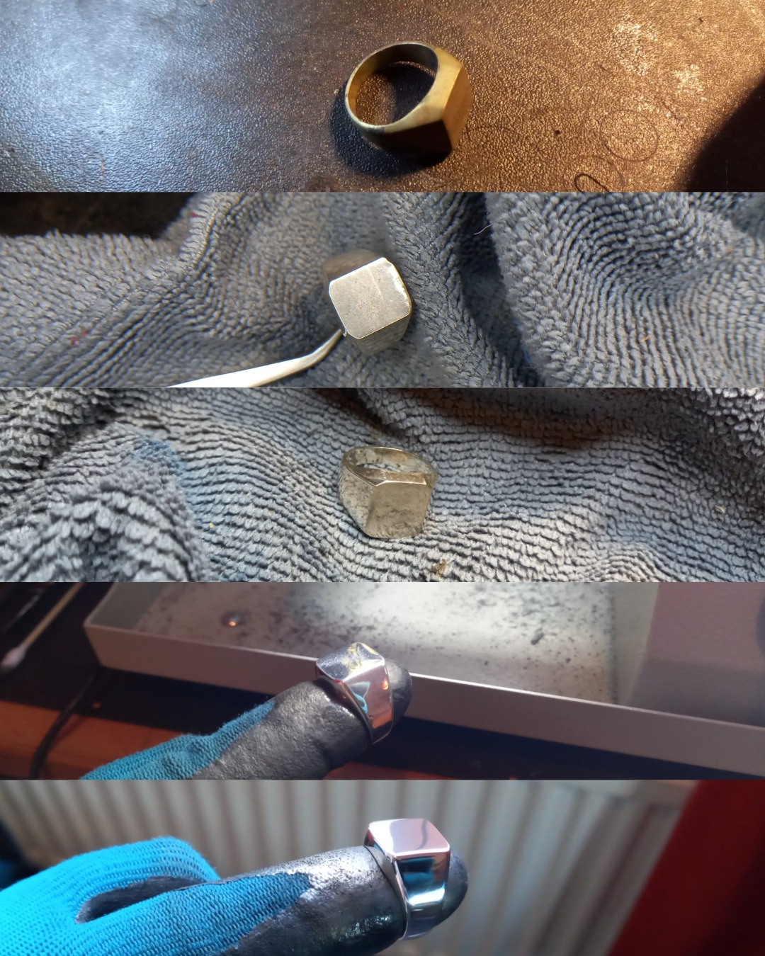 Ring restoration — tarnished to polished